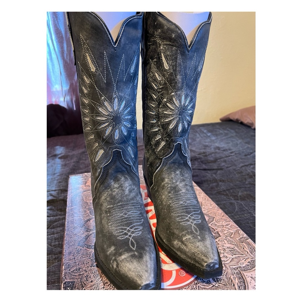 Laredo Charcoal Embroidered Western Boots
